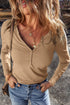 Long Sleeve Buttons V Neck Slim Fit Top